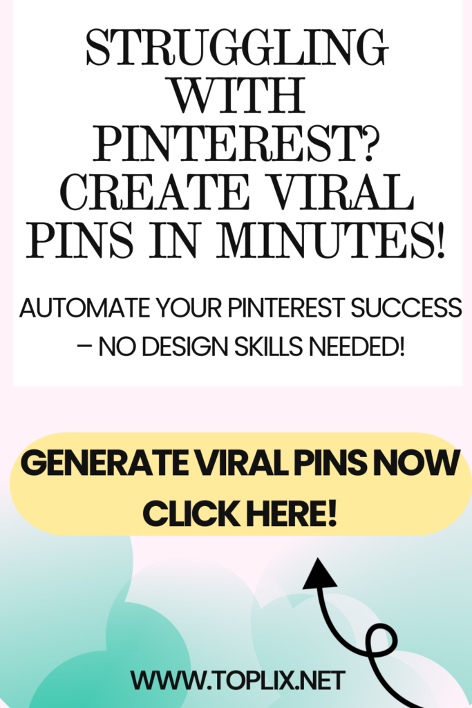 Struggling with Pinterest? Create viral pins in minutes using Pin Generator! Automate your Pinterest marketing with this easy-to-use tool—no design skills needed.