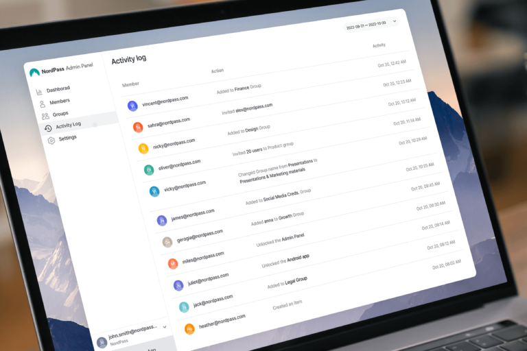activity log nordpass password manager